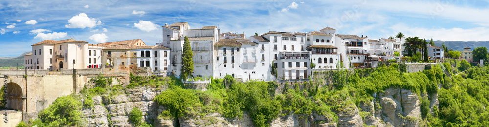Panoramic view of Ronda houses, Ronda Malaga, Andalusia, Spain.