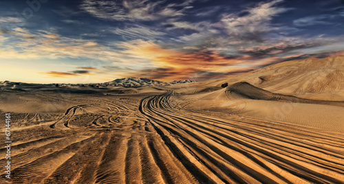 Dubai desert with beautiful sandunes during the sunrise