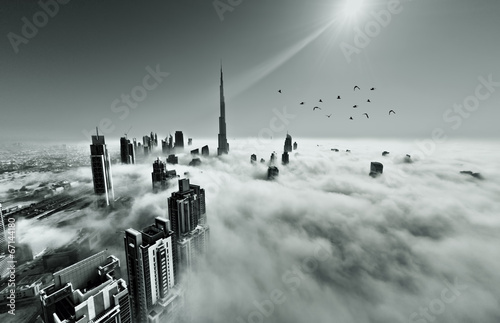 Dubai skyline in fog © naufalmq