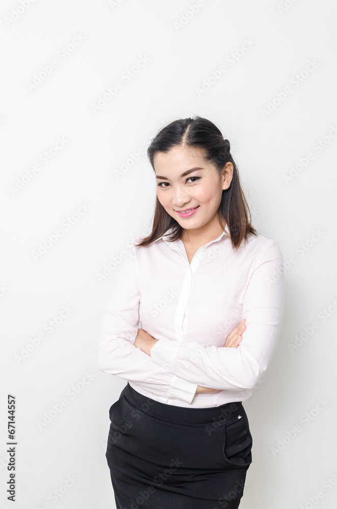 Portrait of smiling business woman, isolated on white background Portrait of smiling business woman, isolated on white background