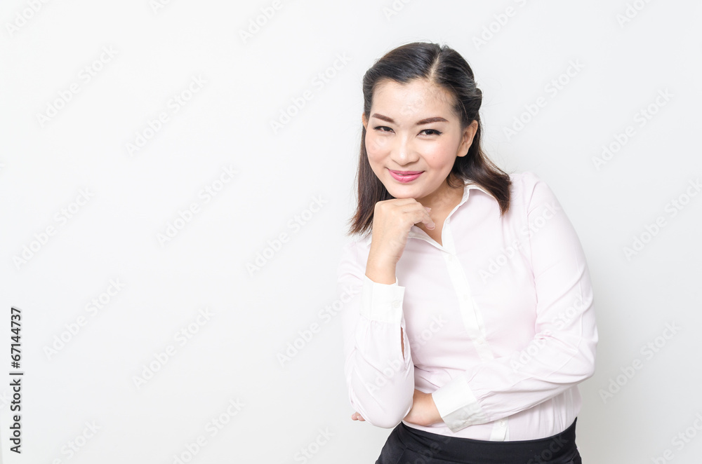 Portrait of smiling business woman, isolated on white background Portrait of smiling business woman, isolated on white background