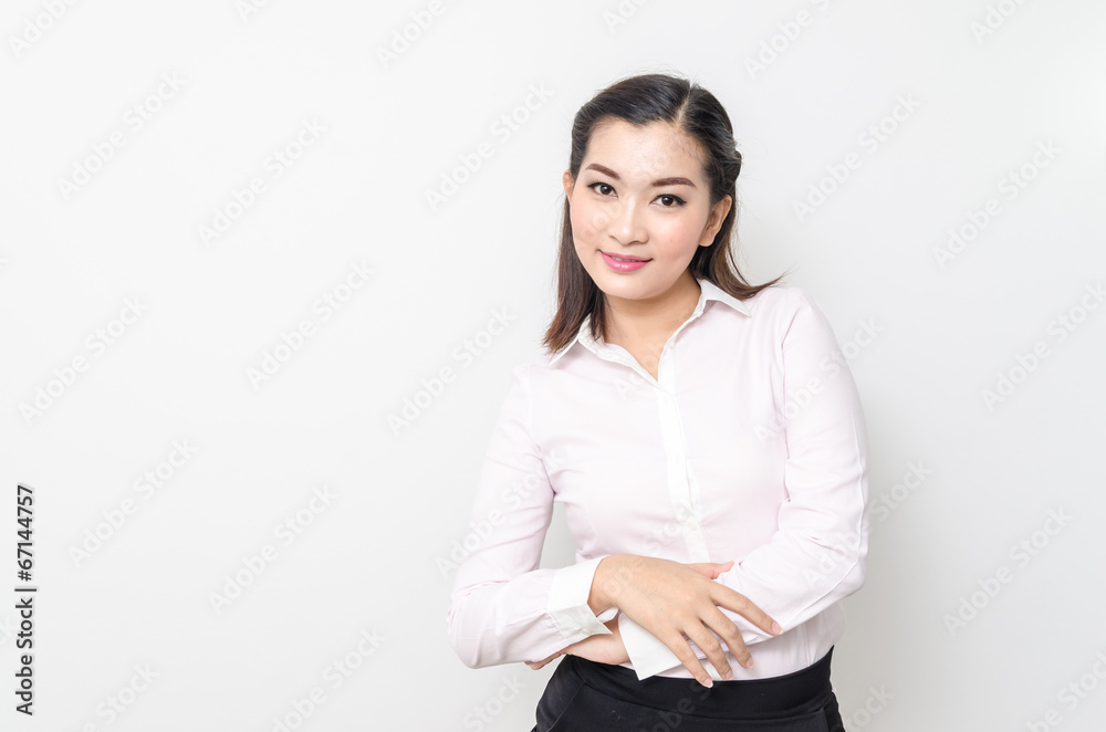 Portrait of smiling business woman, isolated on white background Portrait of smiling business woman, isolated on white background