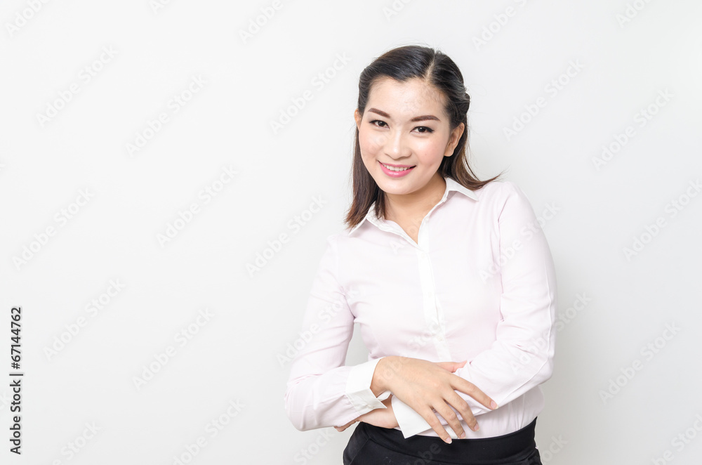 Portrait of smiling business woman, isolated on white background Portrait of smiling business woman, isolated on white background