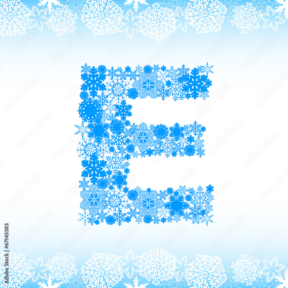 Snow alphabet. Letters from snowflakes Snow alphabet. Letters from snowflakes