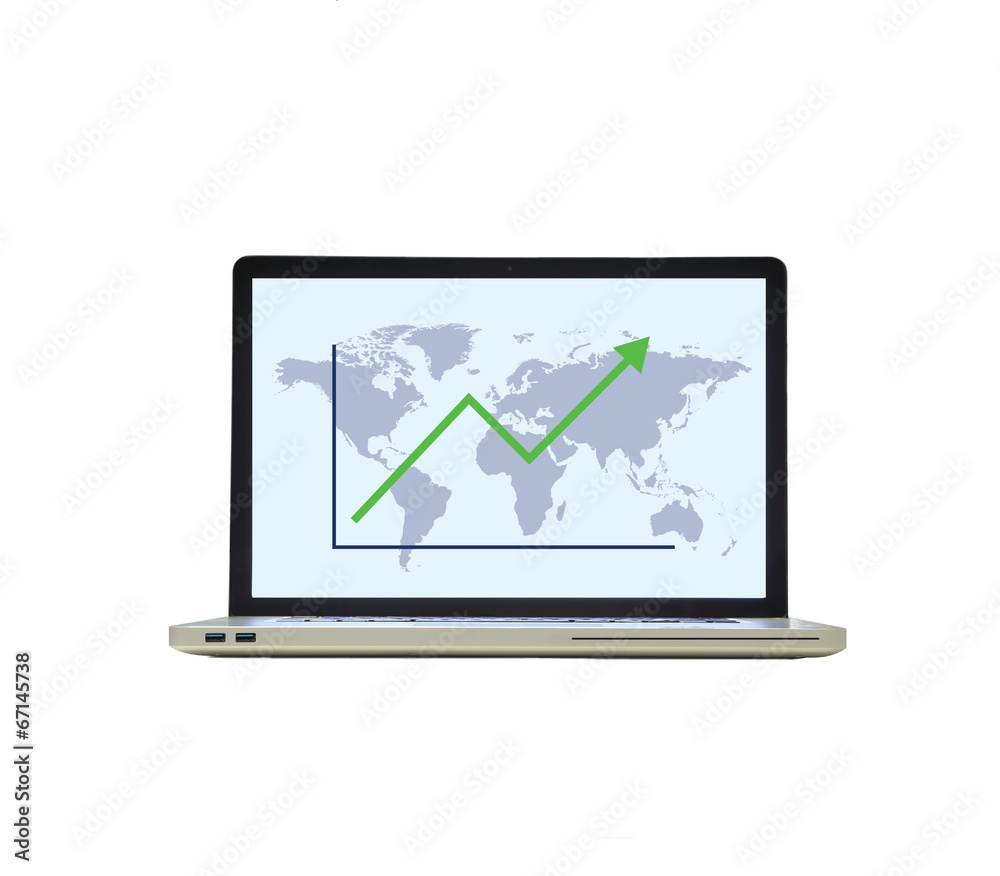 laptop with the growth graph laptop with the growth graph
