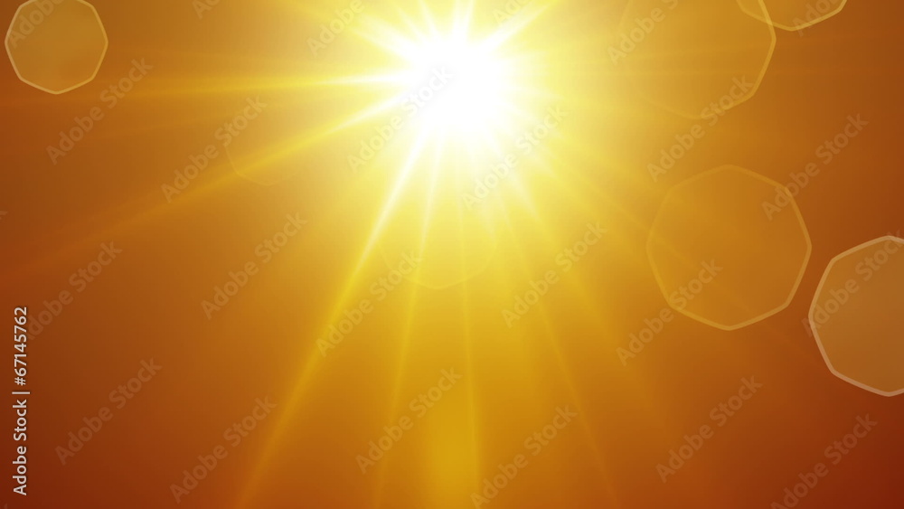 yellow sun rays and lens flare loopable background