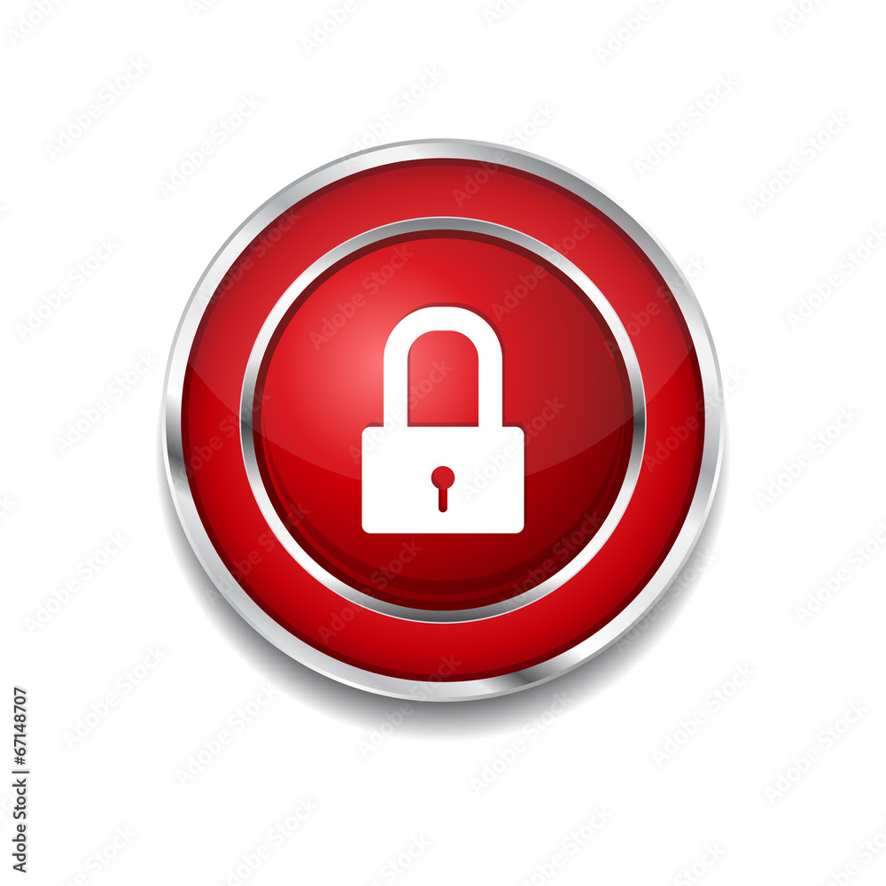 Protected Circular Red Vector Web Button Icon Protected Circular Red Vector Web Button Icon