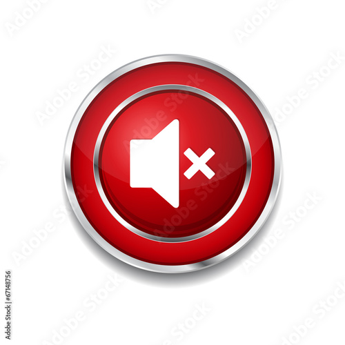 Mute Circular Red Vector Web Button Icon