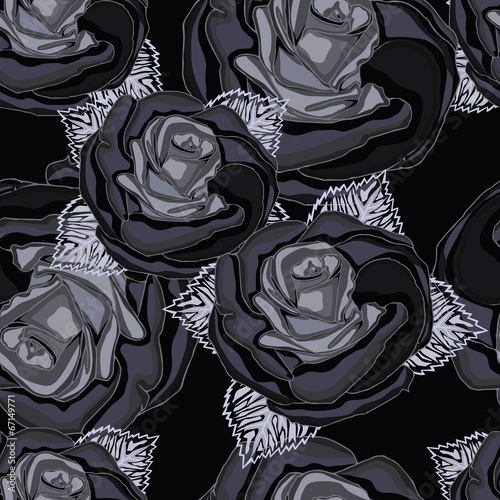 Seamless background. black roses