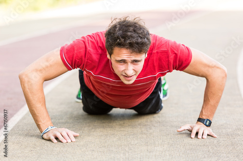 Young Man doing Push-up exercises
