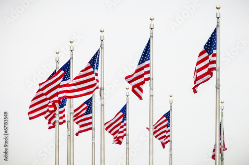 American flag on the sky