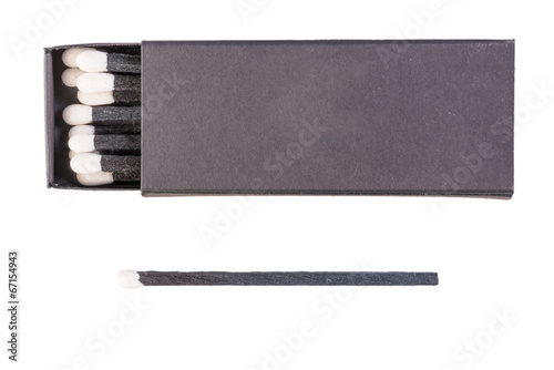 Black matches with white sulfur isolated
