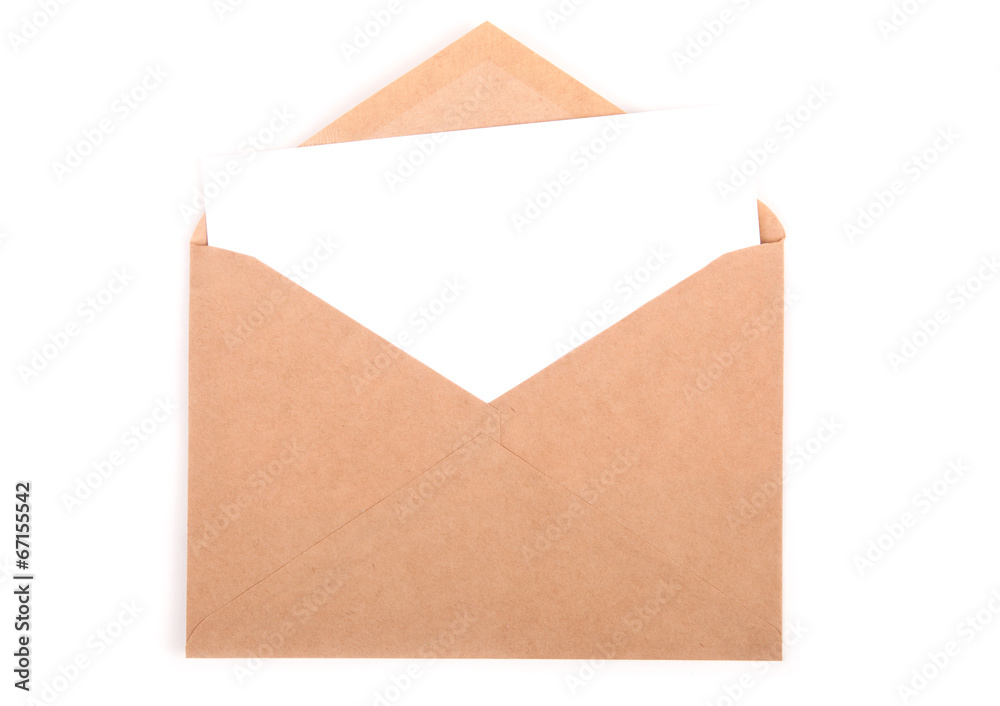 envelope with a letter isolated on white background with clippin envelope with a letter isolated on white background with clippin