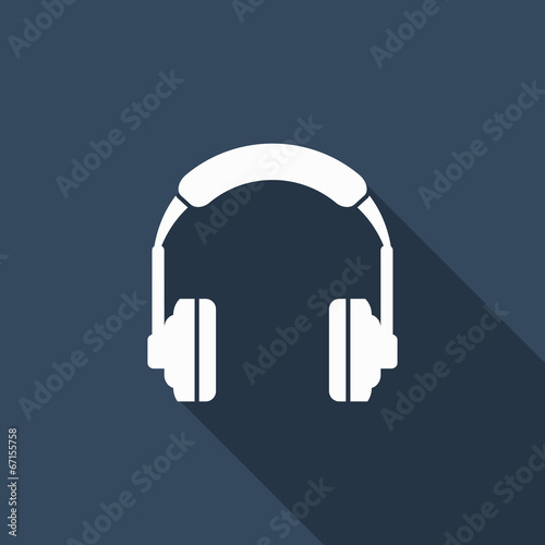 headphone icon with long shadow