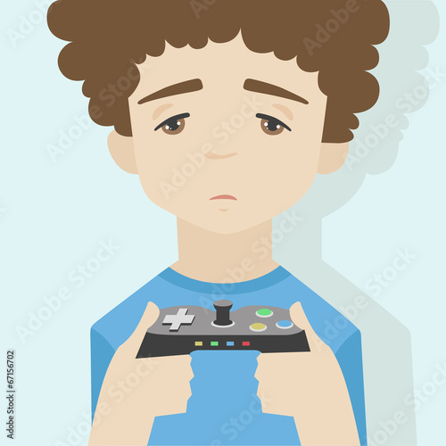 Game over boy flat illustration