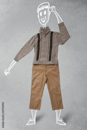 Hand drawn funny character in casual clothes