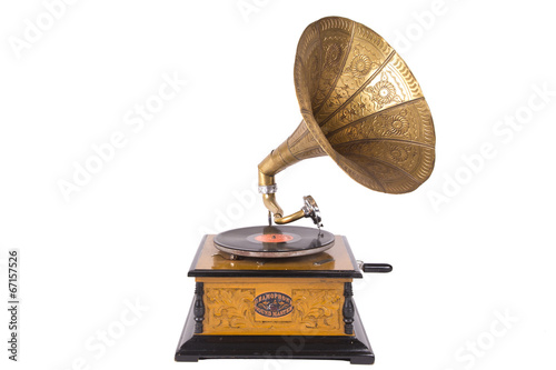 Old gramophone isolated on a white background
