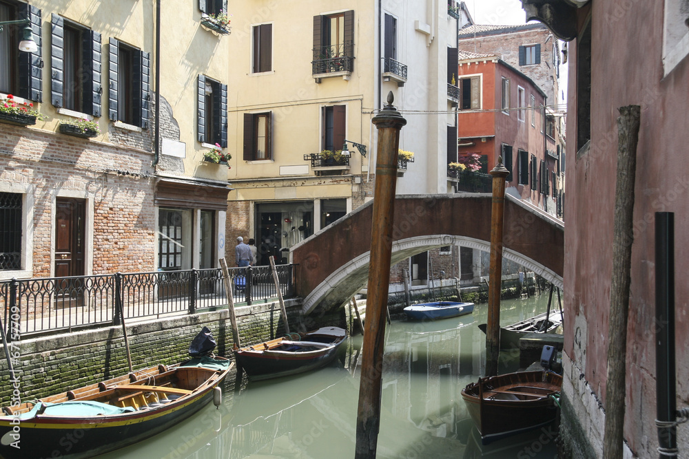 Canals of Venice with gondolas