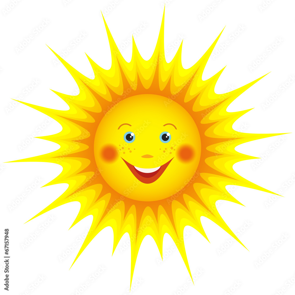 Smiling sun cartoon isolated over white