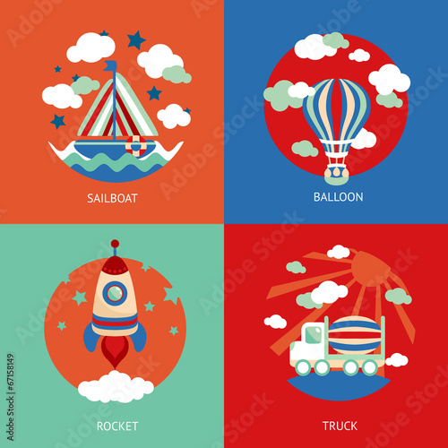 Transport toy flat set