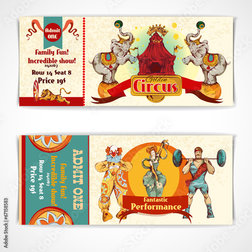 Circus vintage tickets set