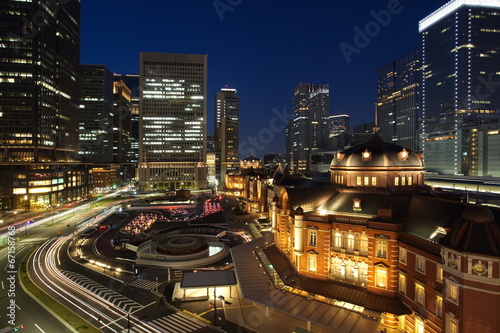 Tokyo city view Marunoichi area and Tokyo station at night time