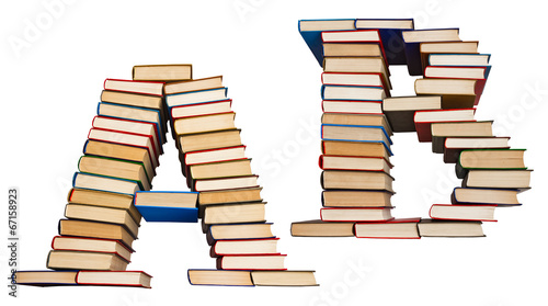Alphabet made out of books, letters A and B