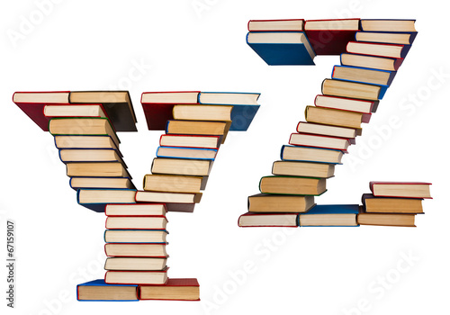 Alphabet made out of books, letters Y and Z