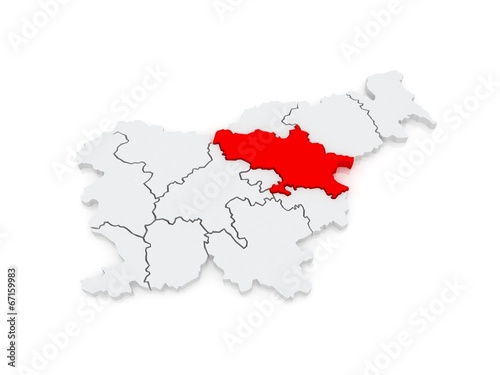 Map of Savinjska region. Slovenia.