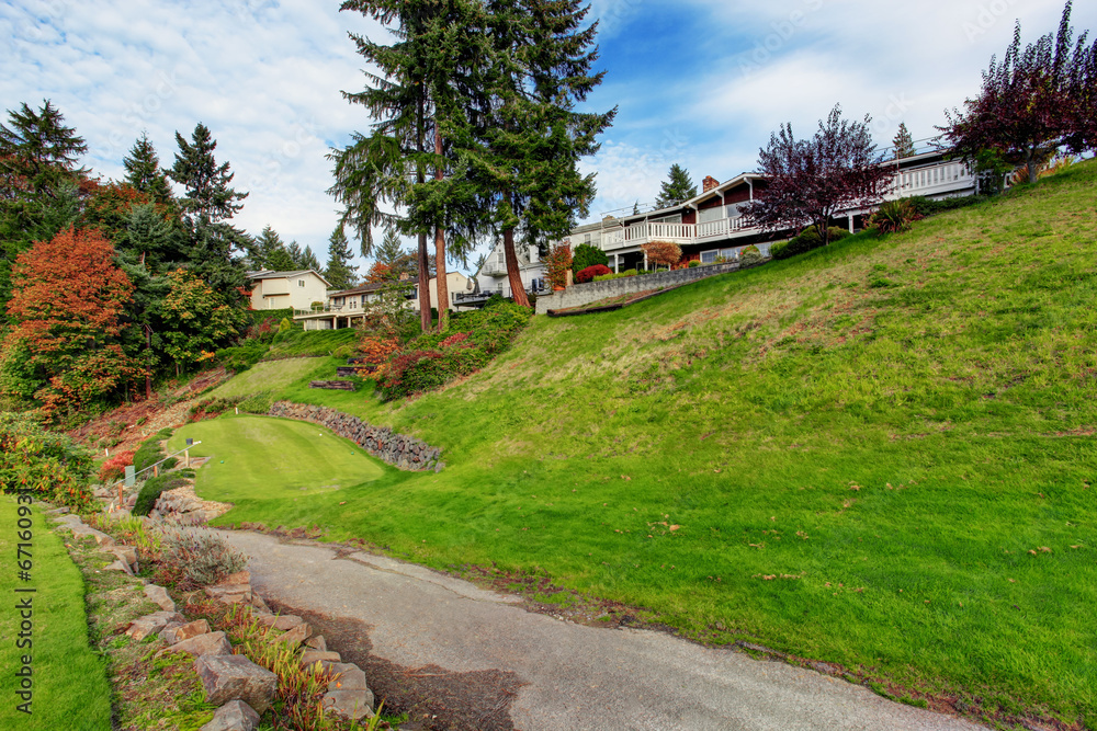 Big house on the hill with beautiful landscape.