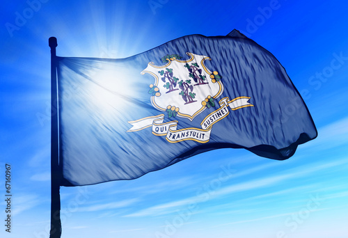 Connecticut (USA) flag waving on the wind