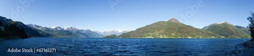 Panorama of the Lake of Como from the Beach at evening sunlight © Mor65_Mauro Piccardi