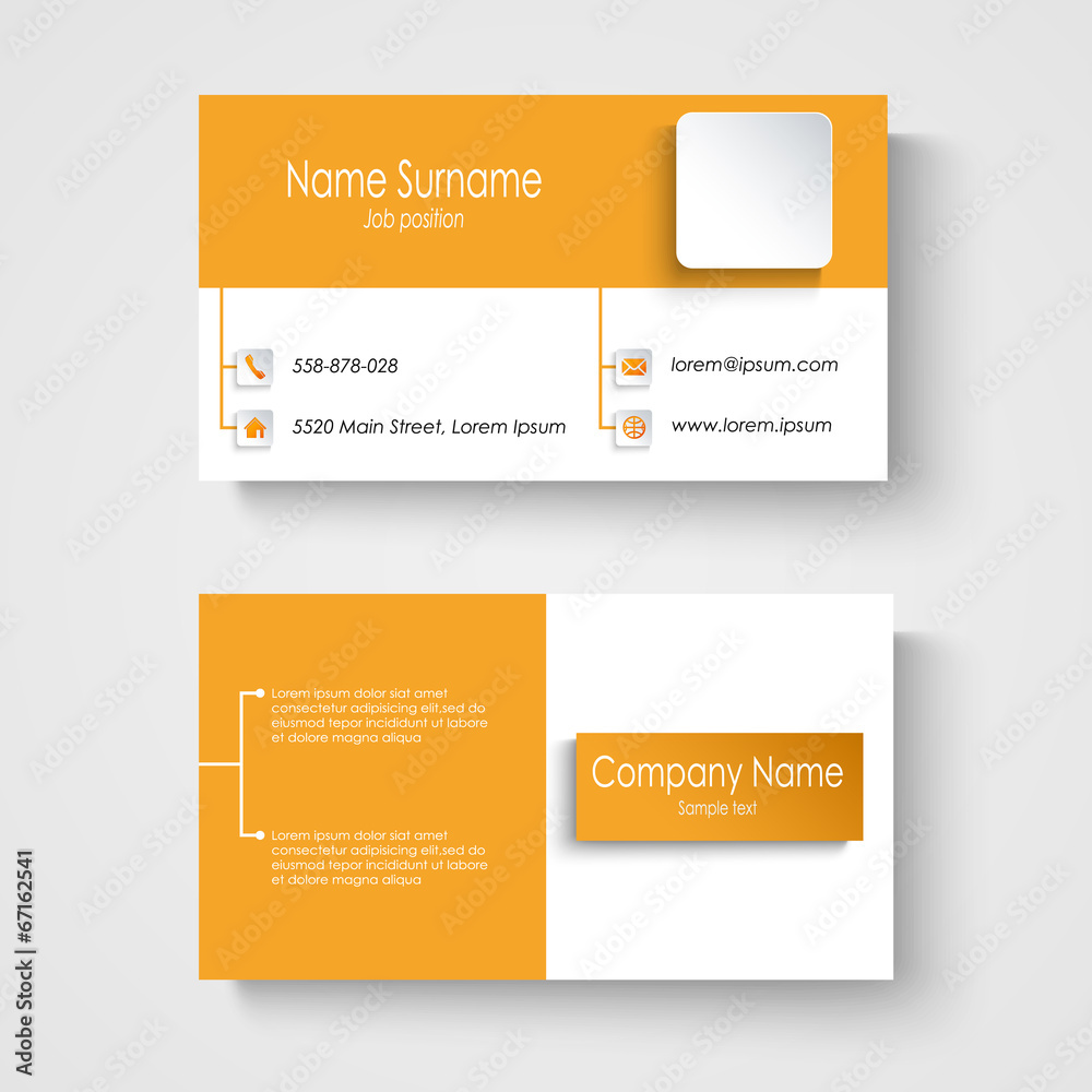Modern sample orange business card template Modern sample orange business card template