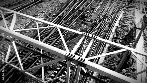 Black and white railway abstract fragment