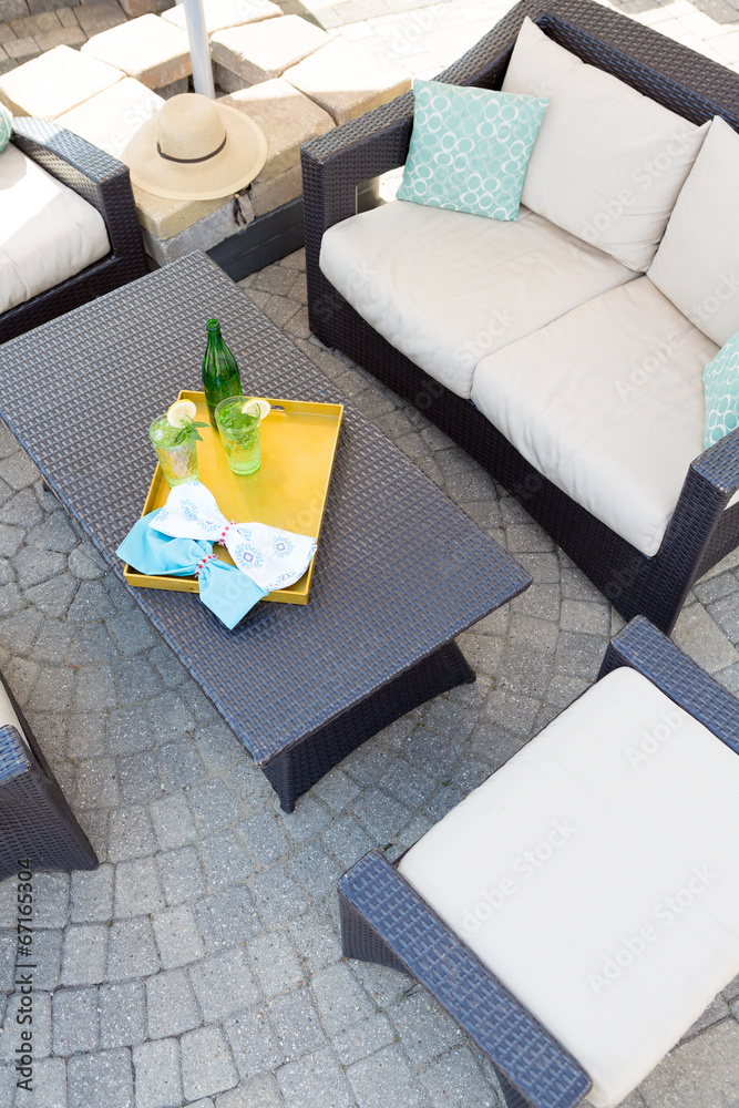 Naklejka premium Upmarket outdoor patio with garden furniture