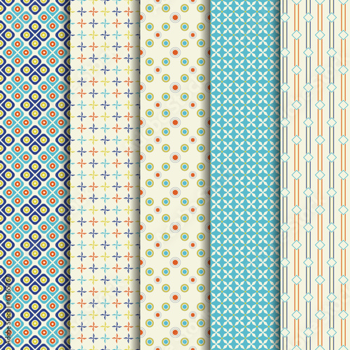 5 Different summer vector patterns. Colorful texture for fabri