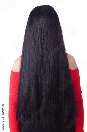 Woman with long hair haircut