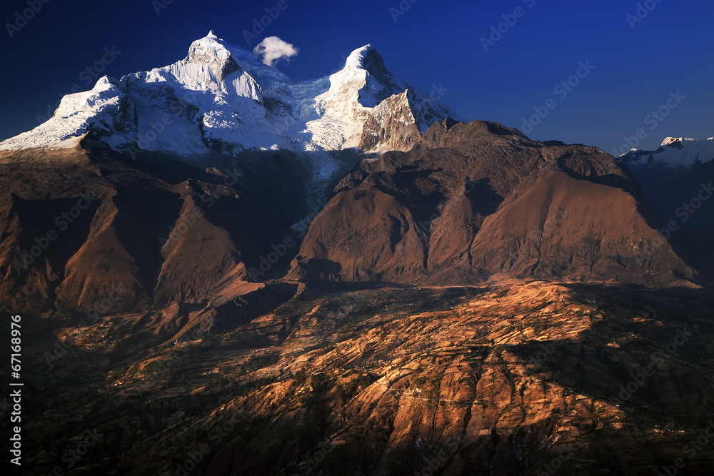 Huandoy Peaks (6395m) in Cordilera Blanca, Peru, South America