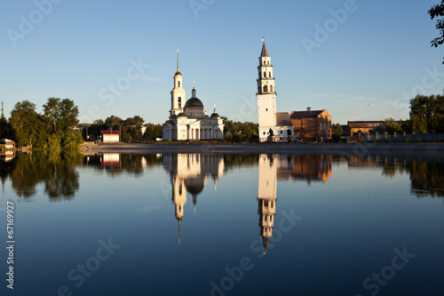 Leaning Tower and the Spaso-Preobrazhensky Cathedral. Nevyansk.