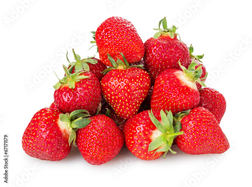 juicy strawberries on the white background