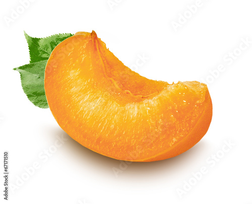 slice of ripe apricots isolated on the white background