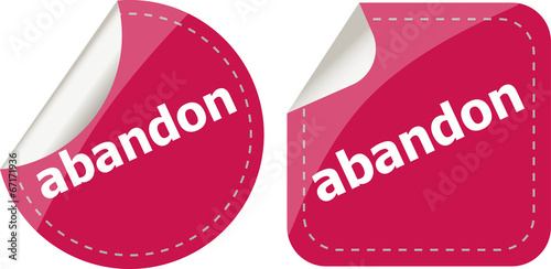 abandon word stickers set icon button isolated on white