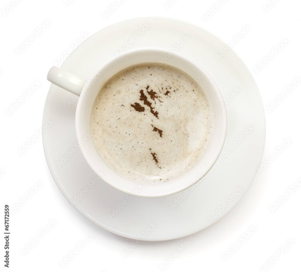 Cup of coffee with foam and powder in the shape of Faroe Islands Cup of coffee with foam and powder in the shape of Faroe Islands
