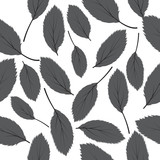 Vector illustration seamless pattern grey leaves