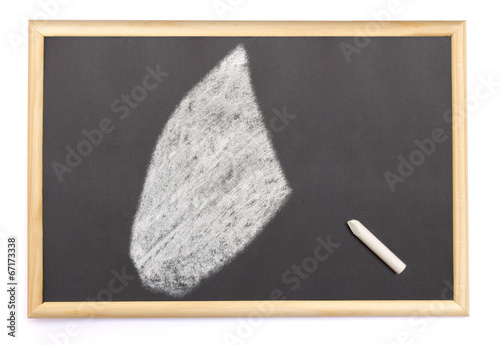 Blackboard with a chalk and the shape of Djibouti drawn onto. (s