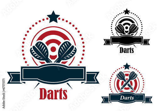 Darts sports emblems with banners