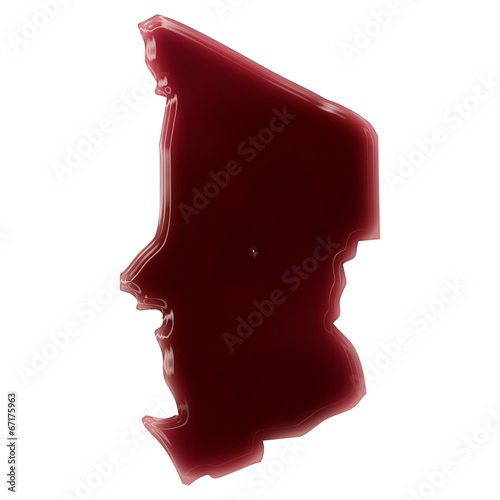 A pool of blood (or wine) that formed the shape of Chad. (series photo