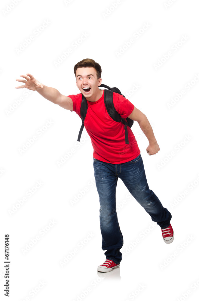 Student with backpack isolated on white Student with backpack isolated on white