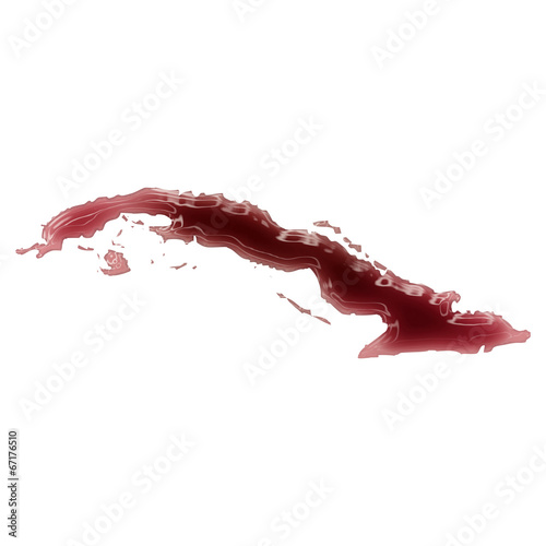 A pool of blood (or wine) that formed the shape of Cuba. (series