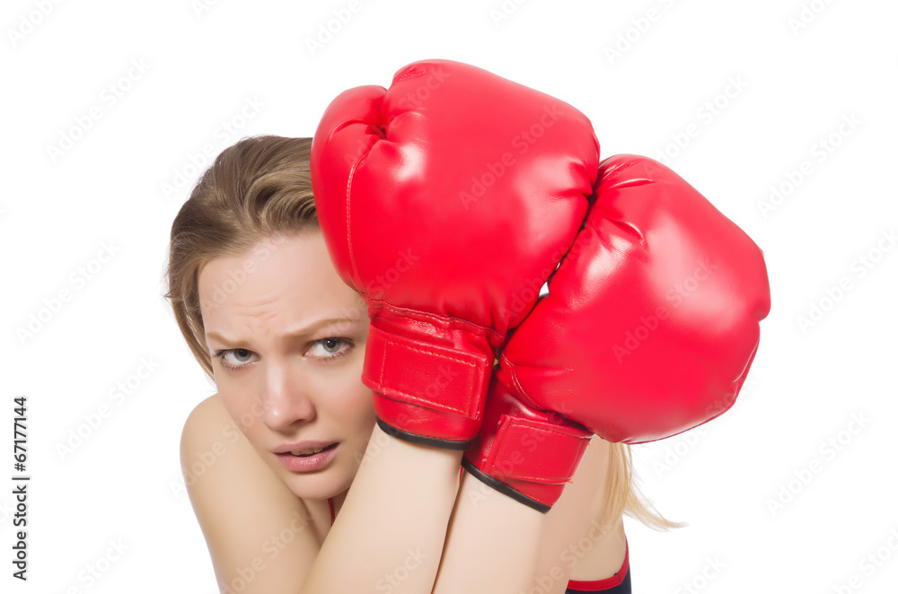 Woman boxer on white background Woman boxer on white background